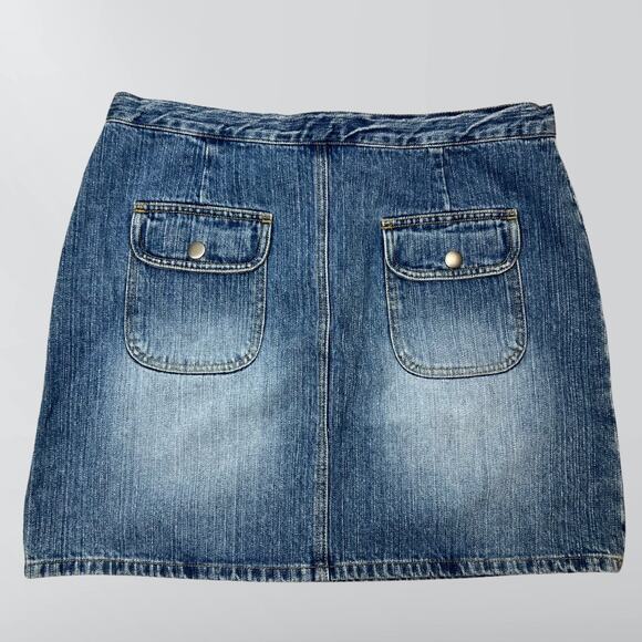 Vintage Y2K Fossil Blue Denim Multi Pocket Jean Skirt - Picture 4 of 5